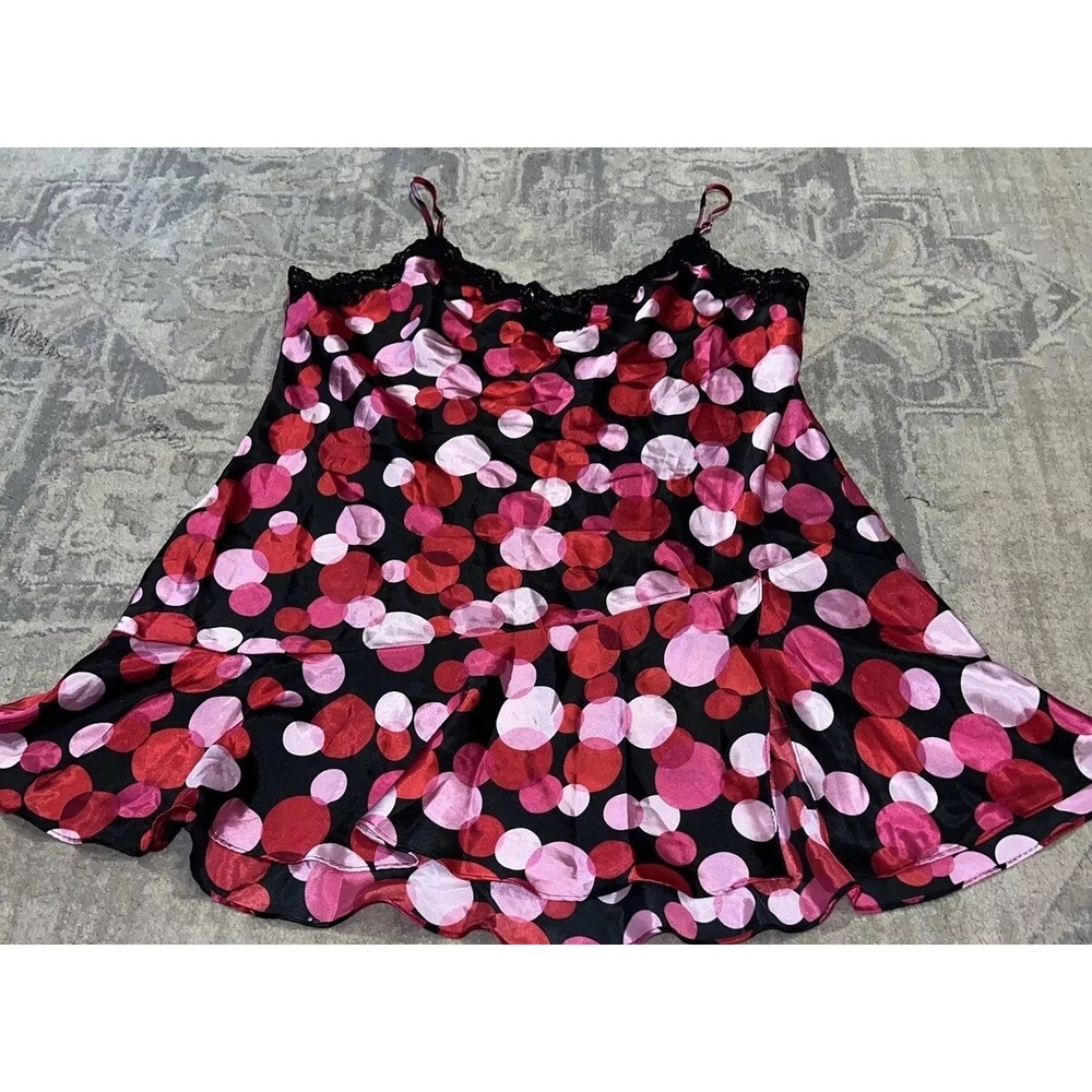 Vintage‎ DELICATES Womens Sz XL Extra L-Large Night Gown Floral Black  Red Pink